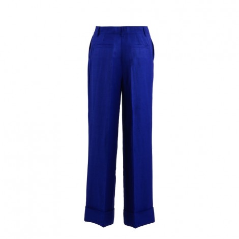 Pantalone P.a.r.o.s.h. RAISA23 in viscosa e lino bluette