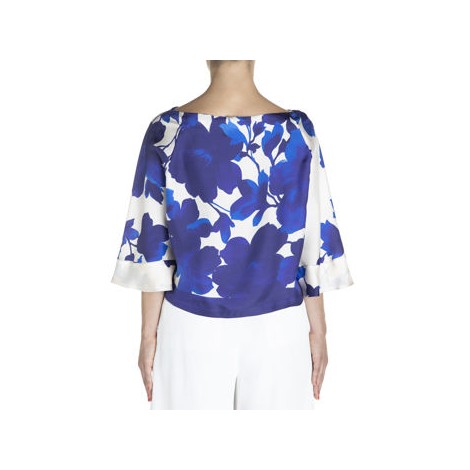 Camicia con disegno floreale blu