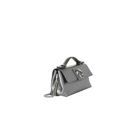 Mini bag Basset Pepita in pelle metallizzata con tracolla