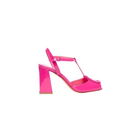 Sandalo in vernice fucsia T-bar