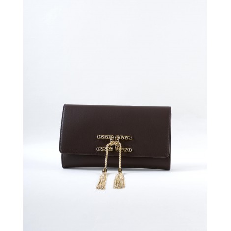 ELISABETTA FRANCHI Borsa pouch grande con placca Elisabetta Franchi