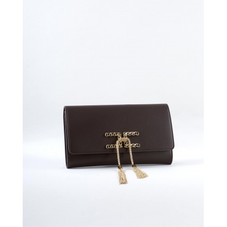 ELISABETTA FRANCHI Borsa pouch grande con placca Elisabetta Franchi