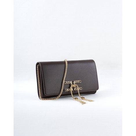 ELISABETTA FRANCHI Borsa pouch grande con placca Elisabetta Franchi