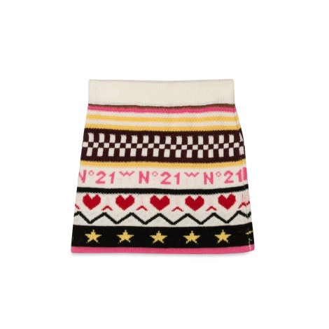 n°21 allover jacquard knit skirt