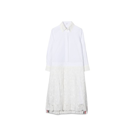 thom browne pleated bottom shirtdress