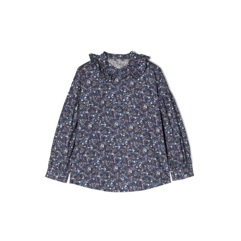 il gufo m/l shirt flowers and ruffle collar