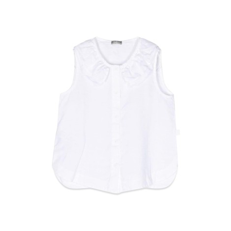 il gufo sleeveless shirt ruffle collar