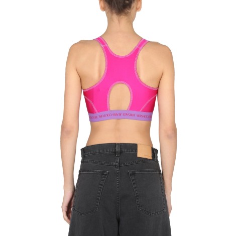 versace jeans couture crop top with logo band