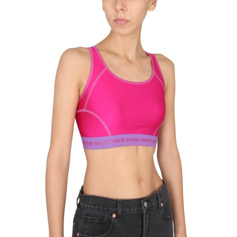 versace jeans couture crop top with logo band