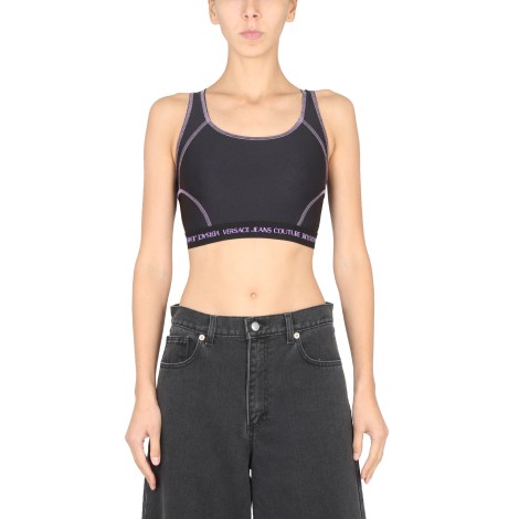 versace jeans couture crop top with logo band