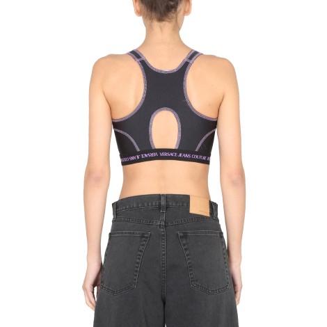 versace jeans couture crop top with logo band