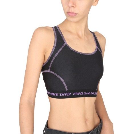 versace jeans couture crop top with logo band