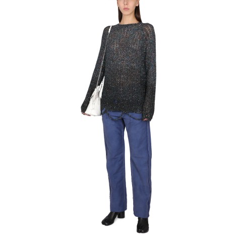 maison margiela sequined battered knit sweatshirt