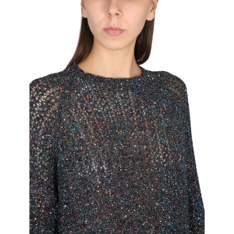 maison margiela sequined battered knit sweatshirt