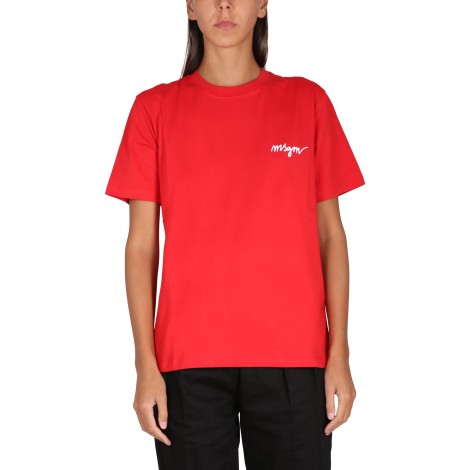 msgm jersey crewneck t-shirt with logo