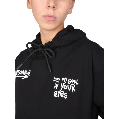 disclaimer sweatshirt with rhinestone logo