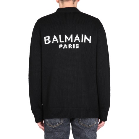 balmain cardigan with logo