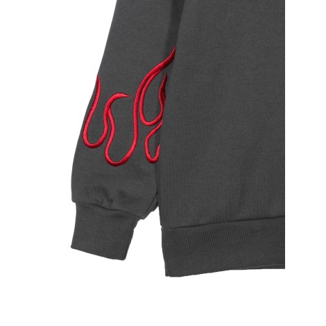 vision of super embroidered red flames hoodie