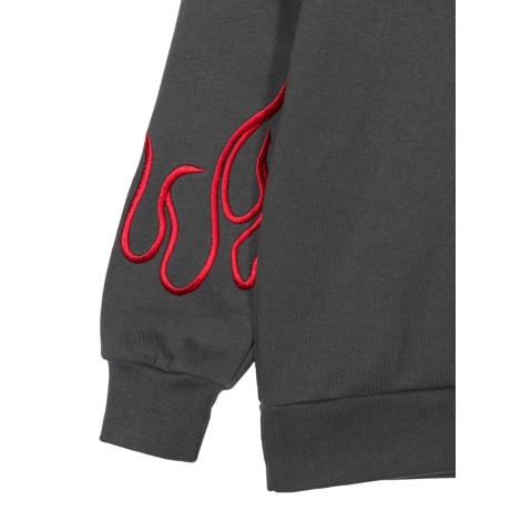 vision of super embroidered red flames hoodie