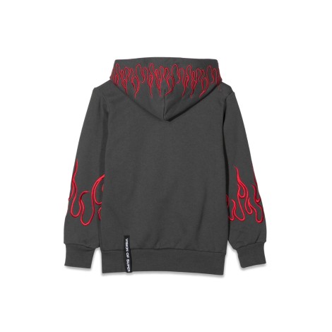 vision of super embroidered red flames hoodie