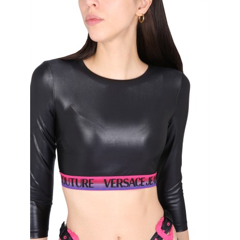 versace jeans couture short top with logo