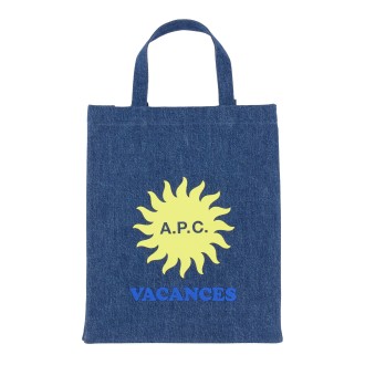 a.p.c. denim tote bag with print