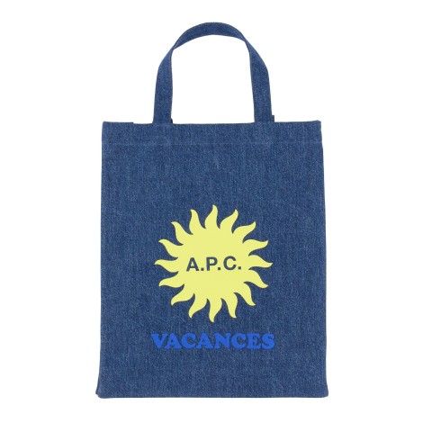 a.p.c. denim tote bag with print