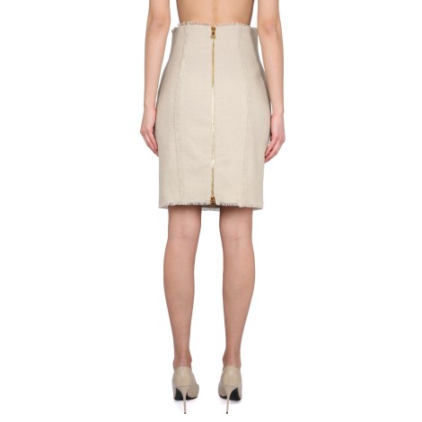 balmain linen midi skirt