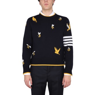 thom browne jersey with birds and bees inlays