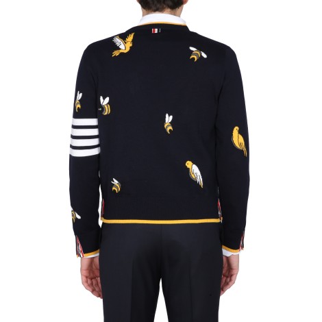 thom browne jersey with birds and bees inlays