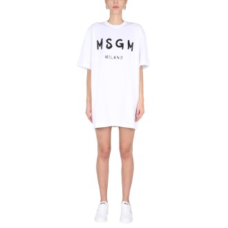 msgm logo print t-shirt dress