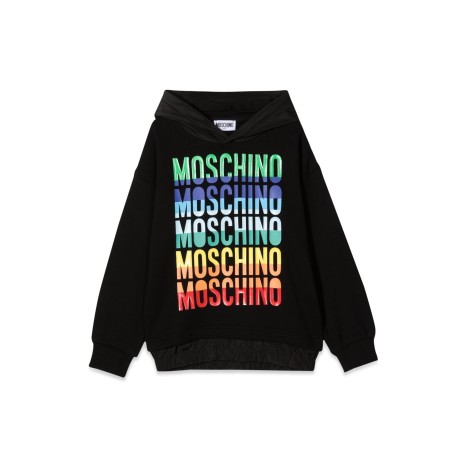 moschino felpa in cotone con logo multicolor