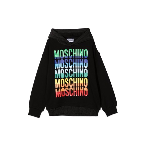 moschino felpa in cotone con logo multicolor