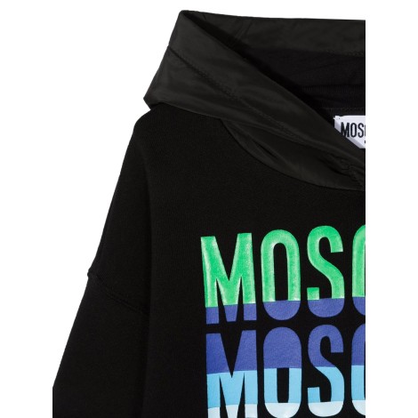 moschino felpa in cotone con logo multicolor