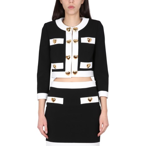 moschino heart buttons crepe jacket