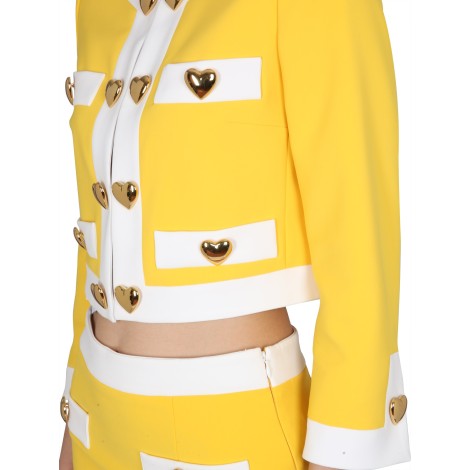 moschino heart buttons crepe jacket