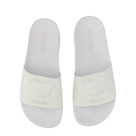 moschino slide sandal with teddy logo