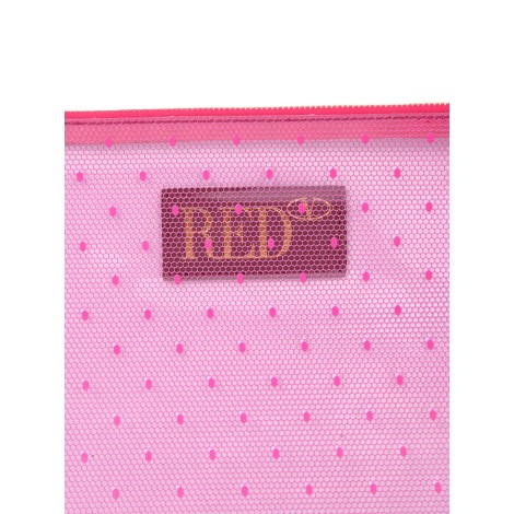 red (v) transparent pouch