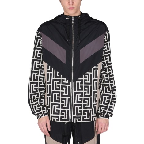 balmain jacket with maxi monogram logo print