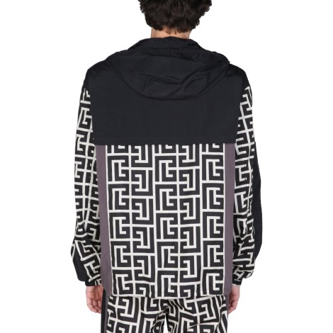 balmain jacket with maxi monogram logo print