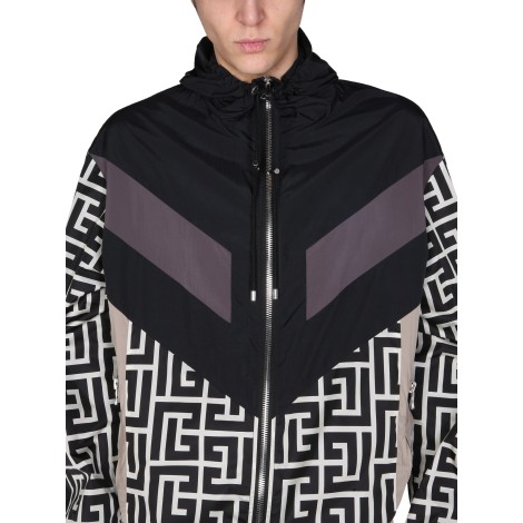 balmain jacket with maxi monogram logo print