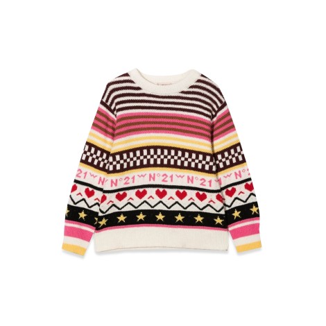 n°21 jacquard pattern allover crewneck sweater