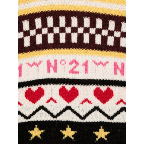 n°21 jacquard pattern allover crewneck sweater