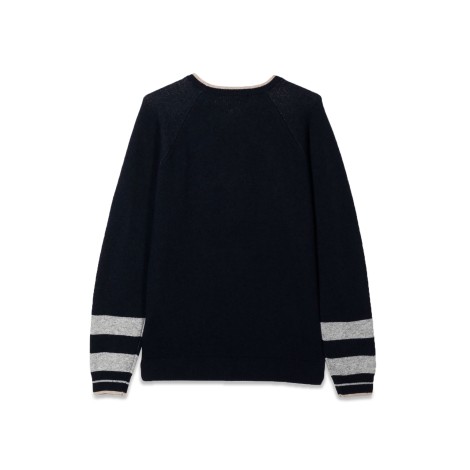 emporio armani round neck pullover logo stripes on the wrists