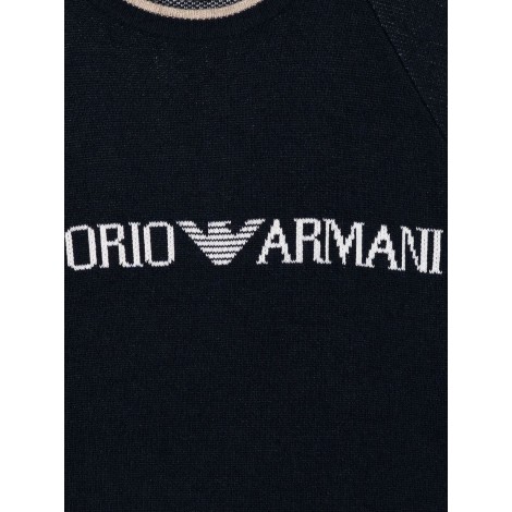 emporio armani round neck pullover logo stripes on the wrists