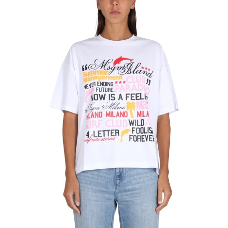 msgm logo print t-shirt