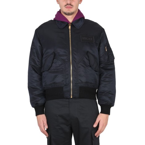 versace bomber jacket with applied logo