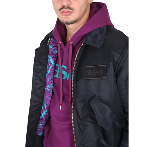 versace bomber jacket with applied logo