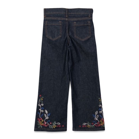 chloe' wide bottom jeans with embroidery