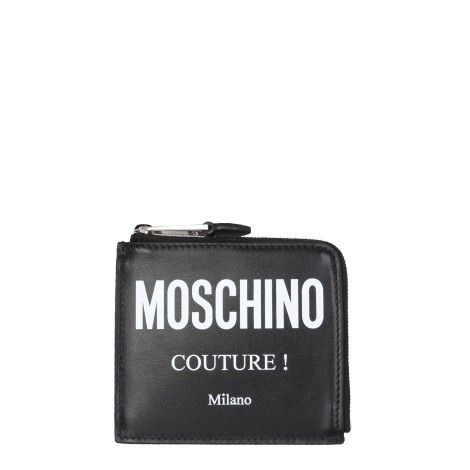 moschino square wallet with leather logo